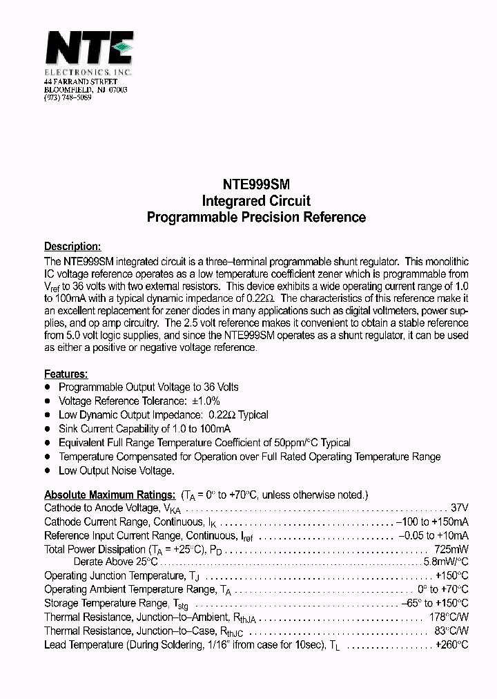 NTE999SM_1291448.PDF Datasheet