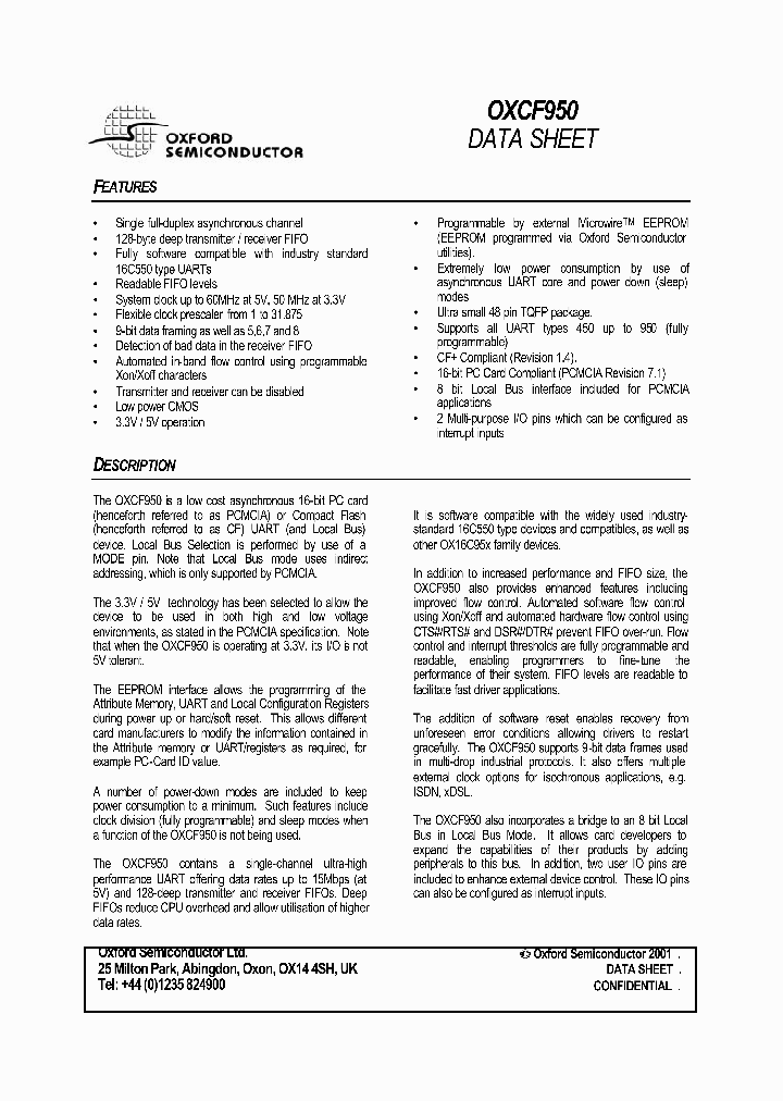 OX16CF950_1292607.PDF Datasheet
