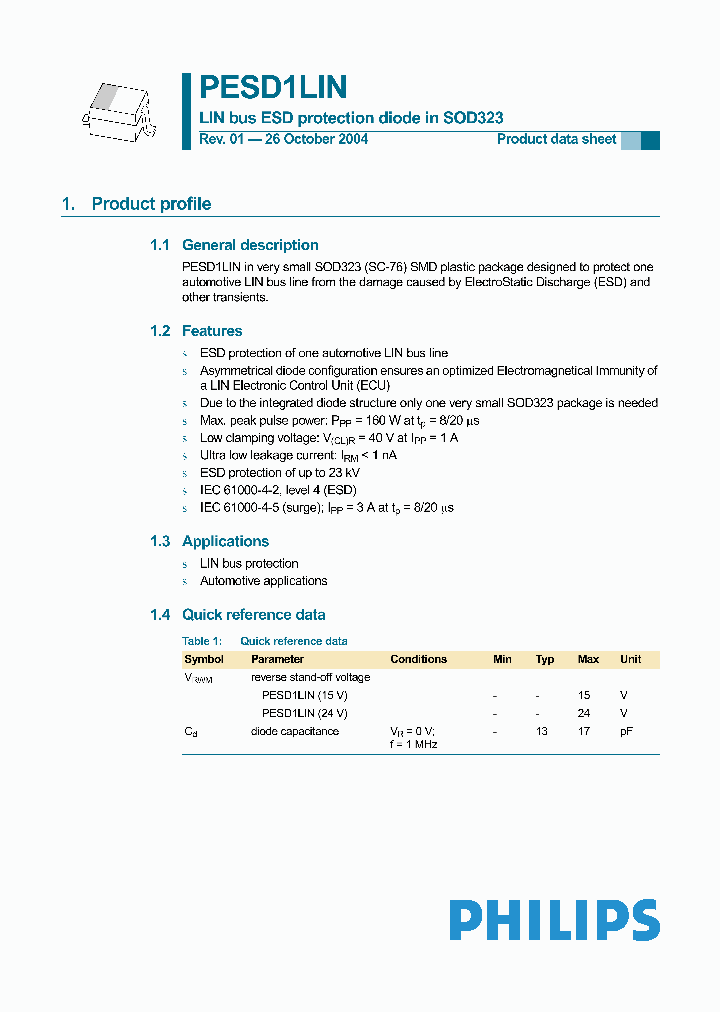 PESD1LIN_1187968.PDF Datasheet