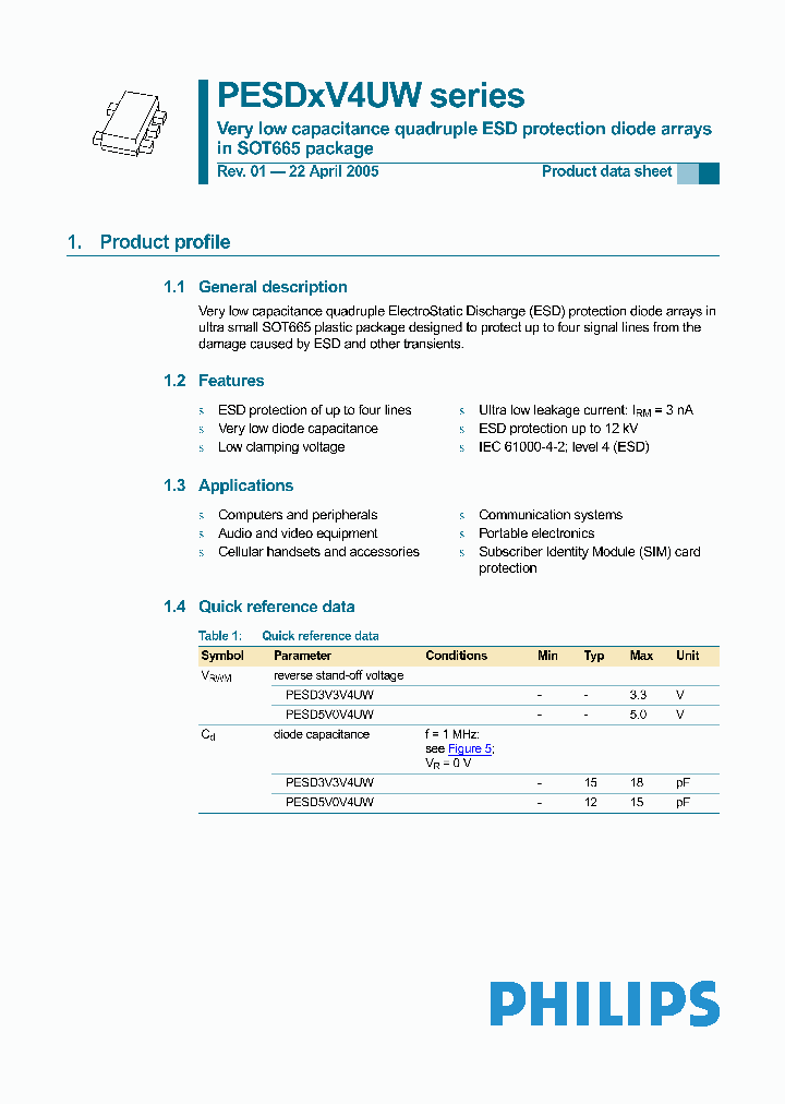 PESD5V0V4UW_1158315.PDF Datasheet