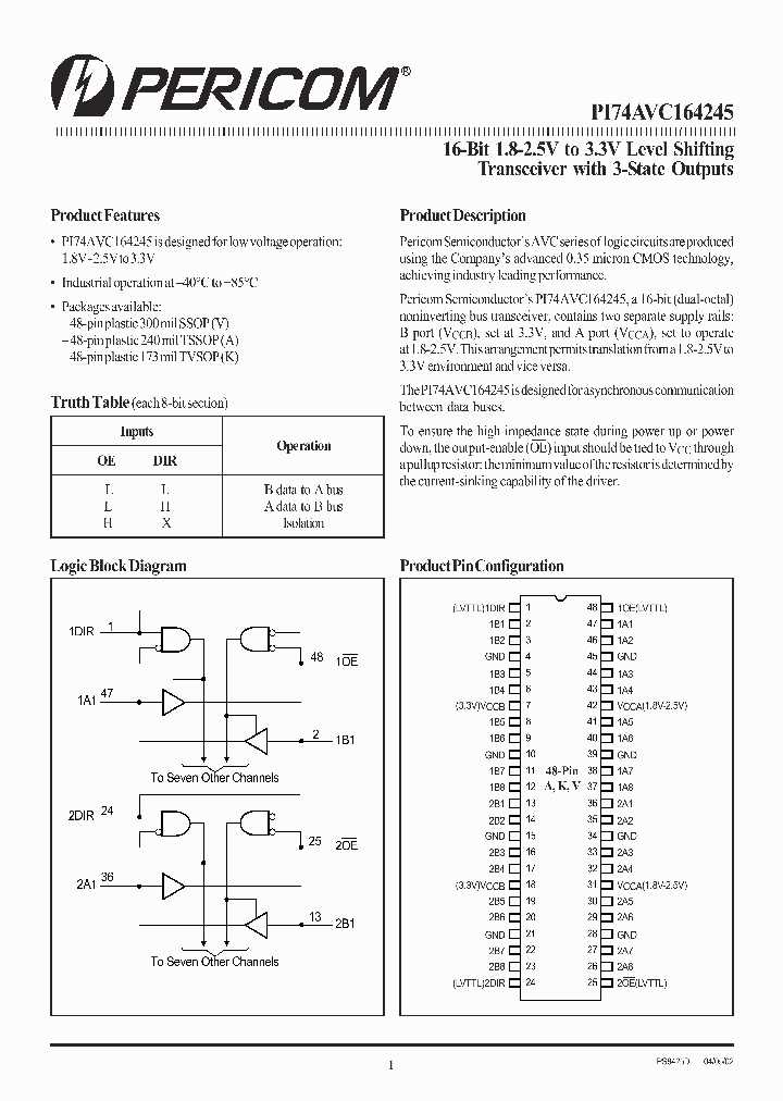 PI74AVC164245V_1295962.PDF Datasheet