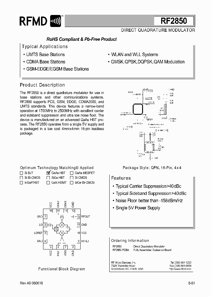 RF2850PCBA_1301406.PDF Datasheet