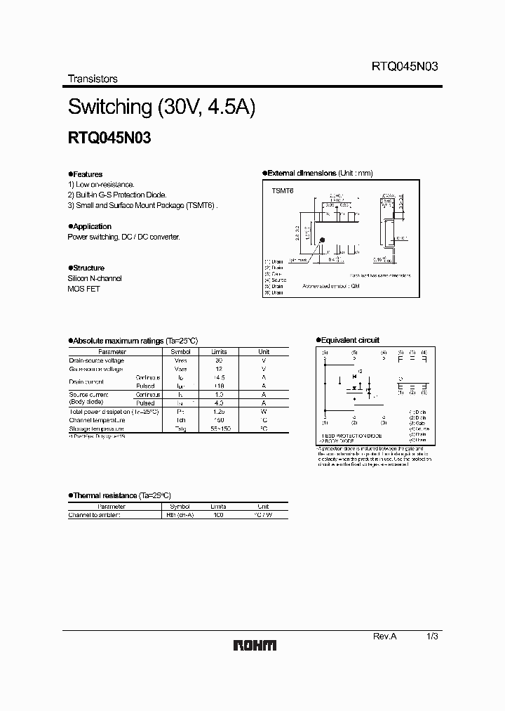 RTQ045N03_1189279.PDF Datasheet