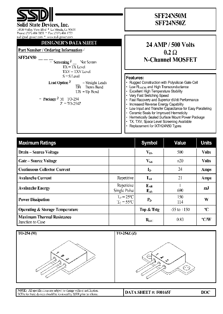 SFF24N50Z_1307470.PDF Datasheet