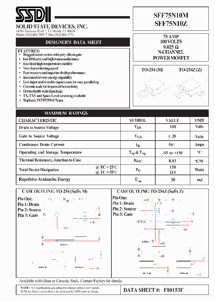 SFF75N10Z_1307522.PDF Datasheet