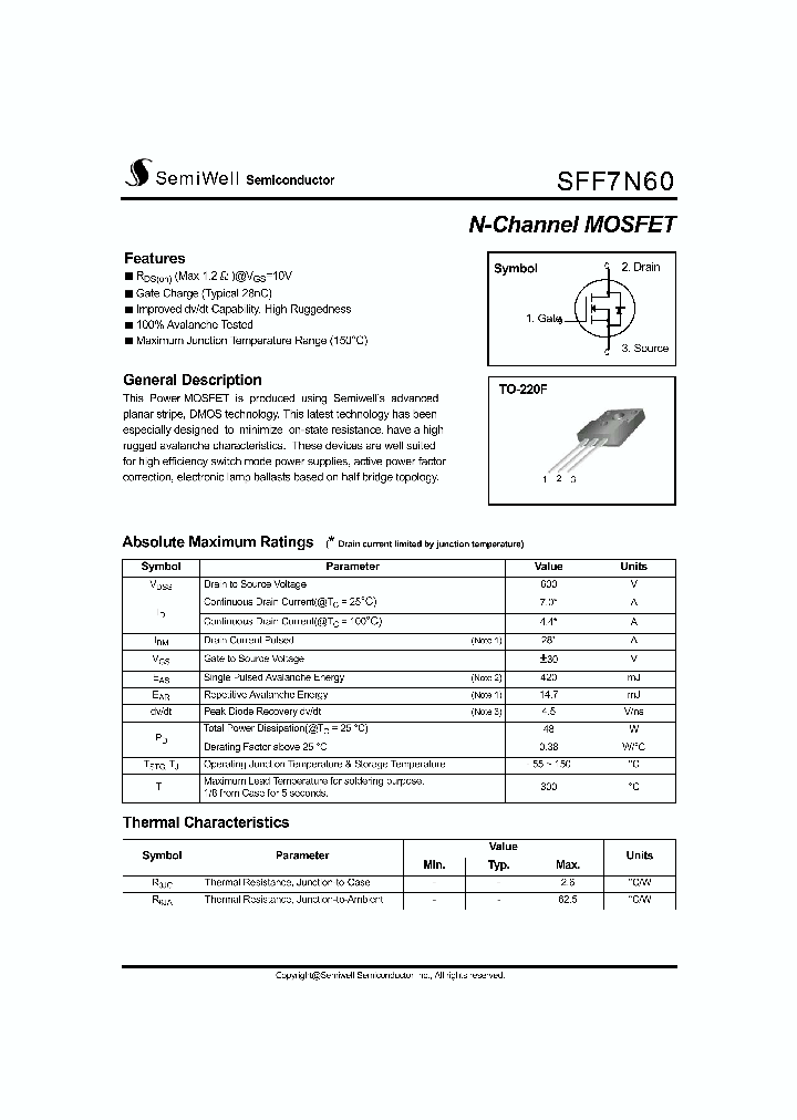 SFF7N60_1307523.PDF Datasheet