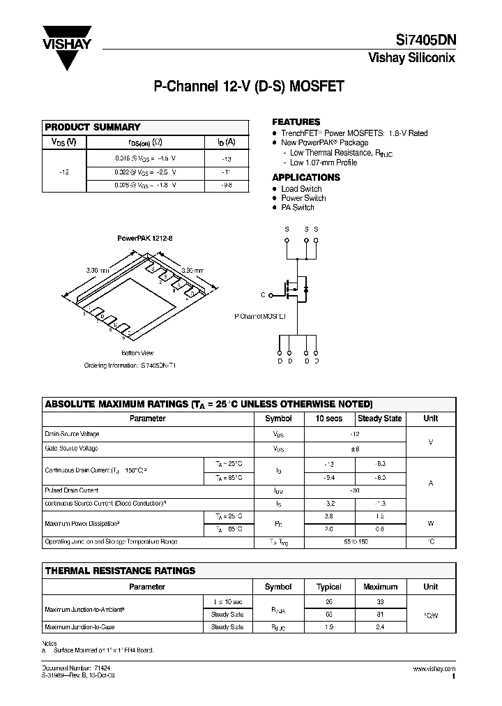 SI7405DN-T1_1309147.PDF Datasheet
