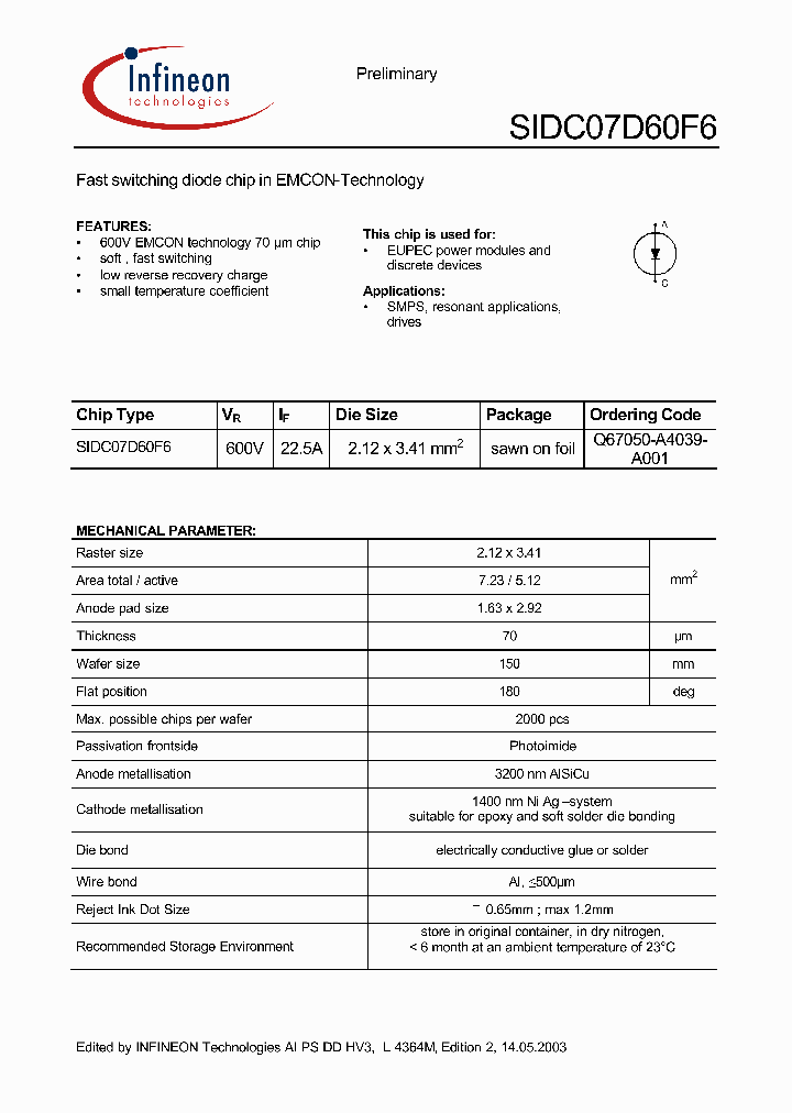 SIDC07D60F6_1309360.PDF Datasheet