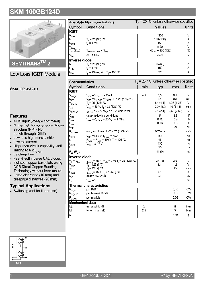 SKM100GB124D_1309845.PDF Datasheet