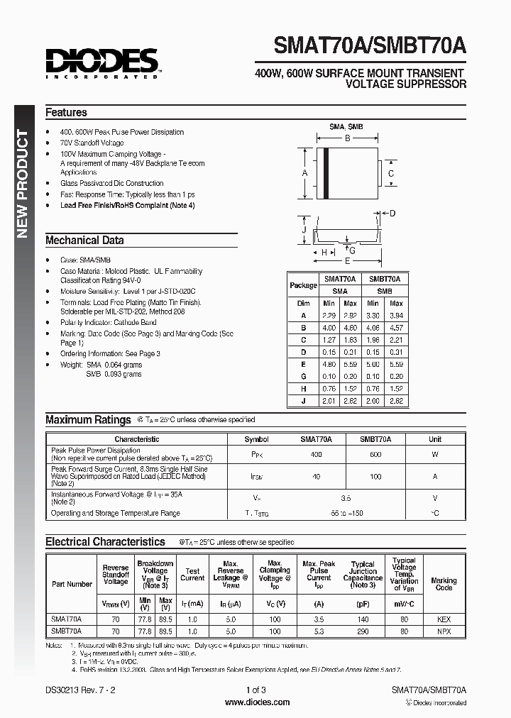 SMAT70A-13-F_1047192.PDF Datasheet