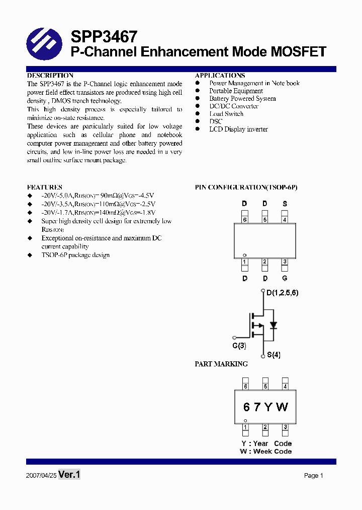 SPP3467ST6RG_1315590.PDF Datasheet