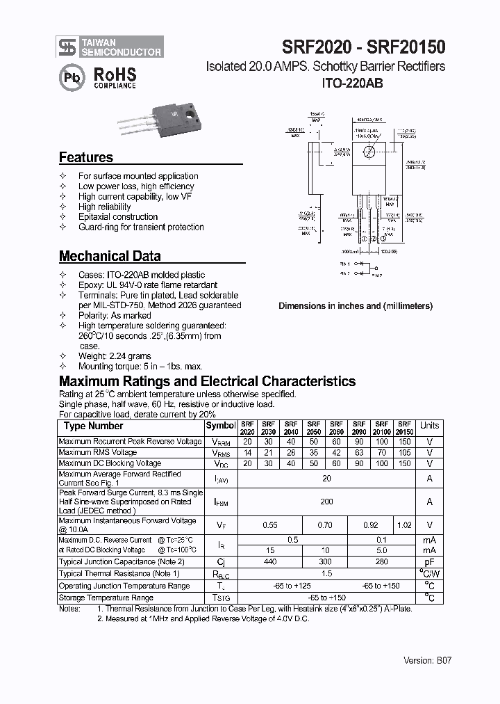 SRF20100_1075290.PDF Datasheet