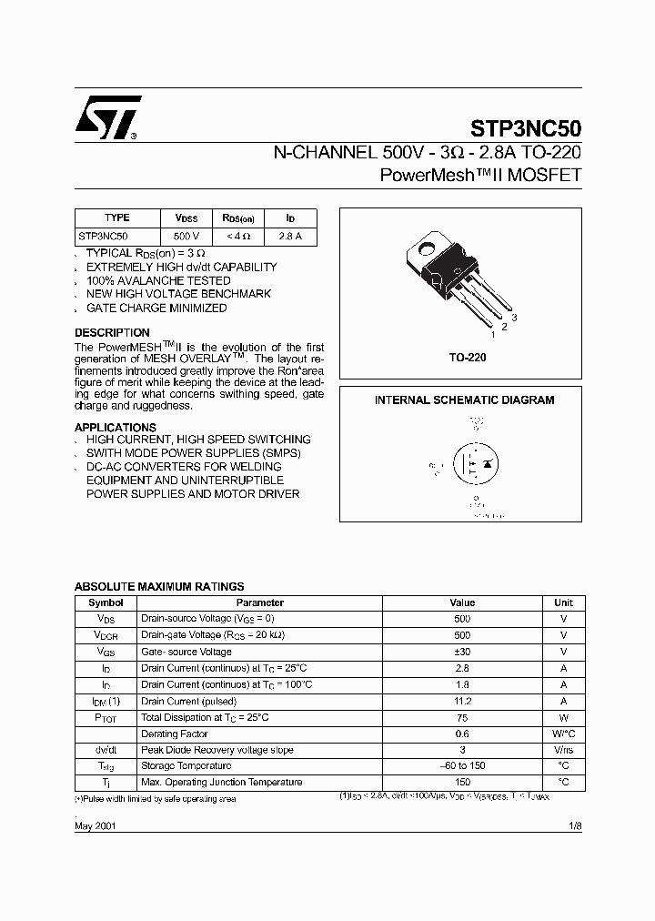 STP3NC50_1318967.PDF Datasheet