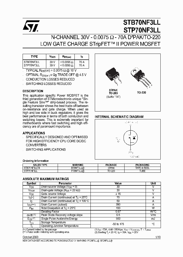 STP70NF3LL_1319075.PDF Datasheet
