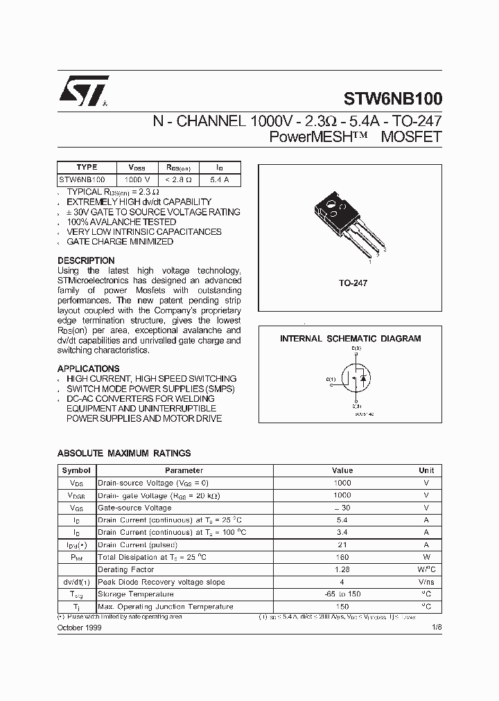 STW6NB100_1319656.PDF Datasheet