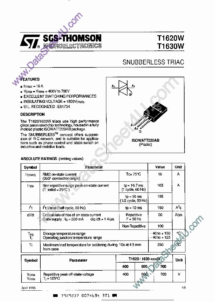 T1620W_1058348.PDF Datasheet