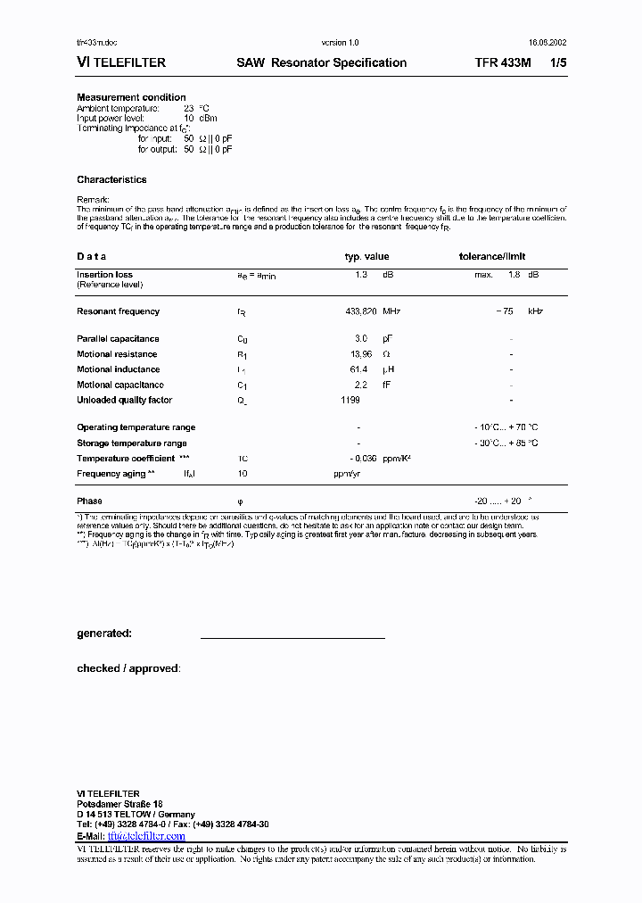 TFR433M_1324360.PDF Datasheet