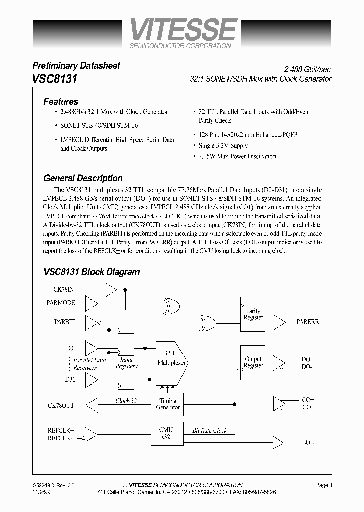 VSC8131_1122627.PDF Datasheet