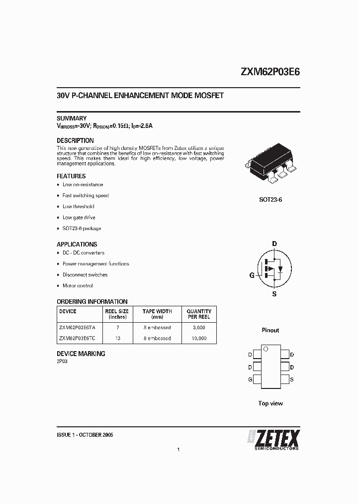 ZXM62P03E605_1339783.PDF Datasheet