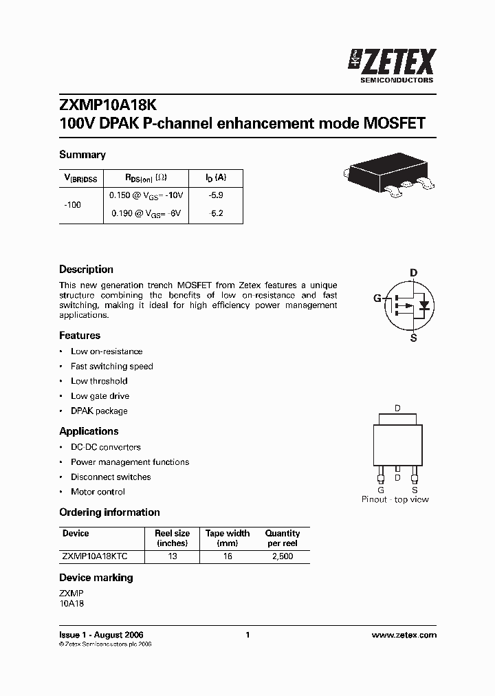 ZXMP10A18KTC_1339906.PDF Datasheet