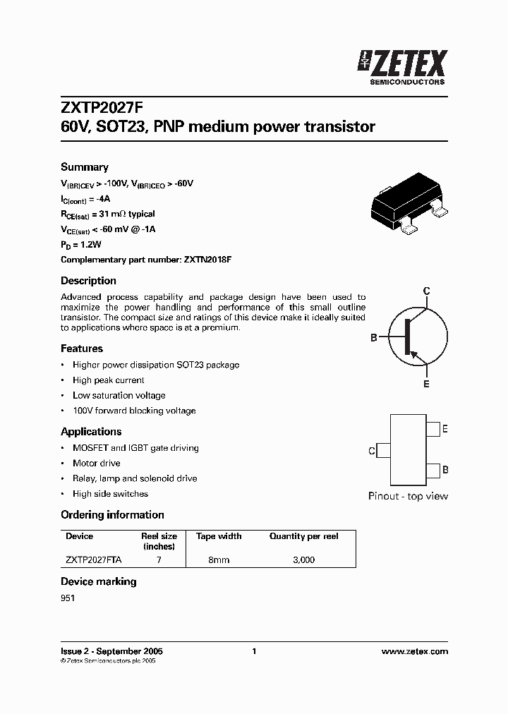 ZXTP2027FTA_1340052.PDF Datasheet