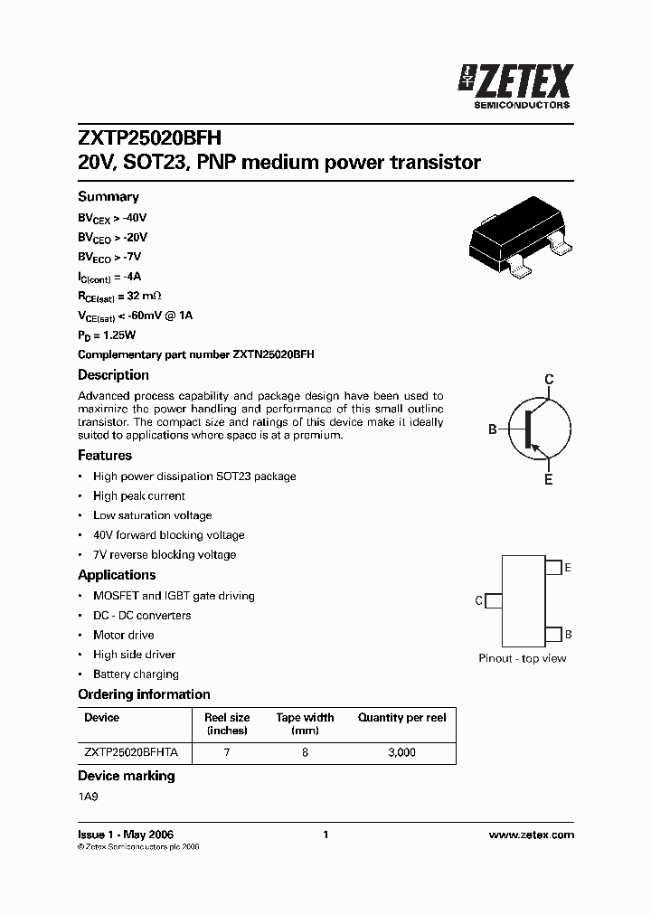ZXTP25020BFHTA_1340061.PDF Datasheet