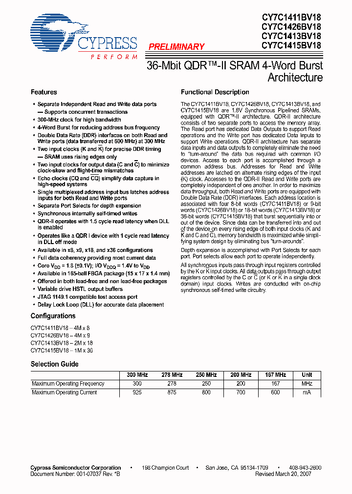 CY7C1413BV18_4109079.PDF Datasheet