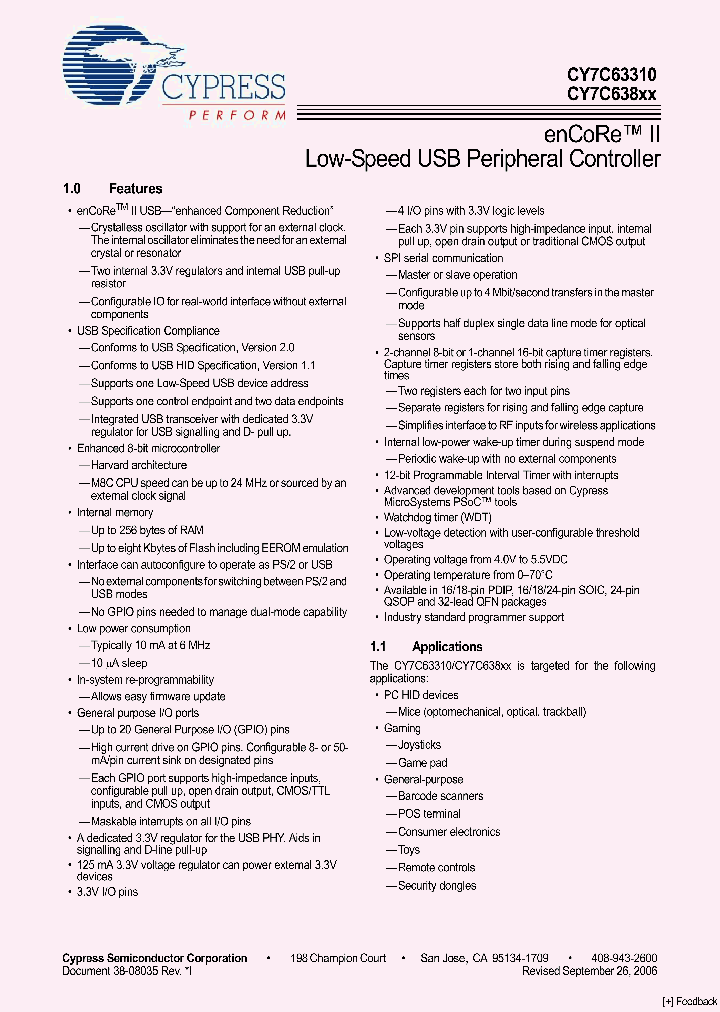 CY7C63310_4100100.PDF Datasheet