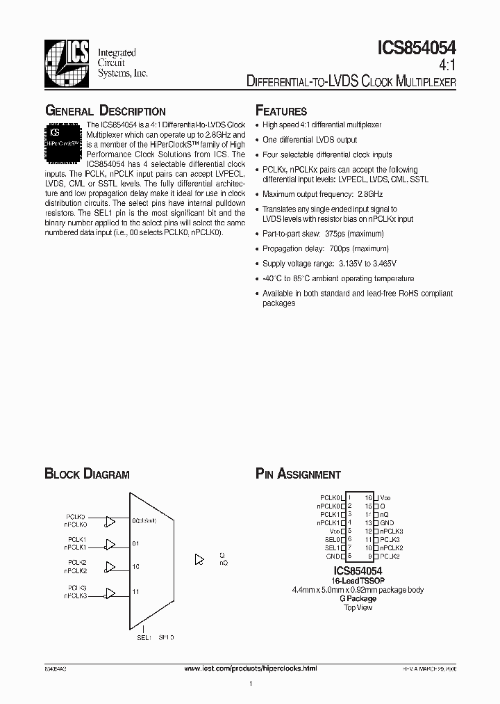 ICS854054_4149874.PDF Datasheet