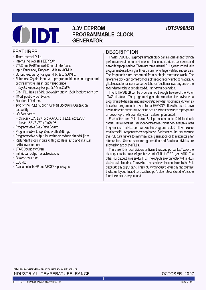 IDT5V9885B_4116730.PDF Datasheet