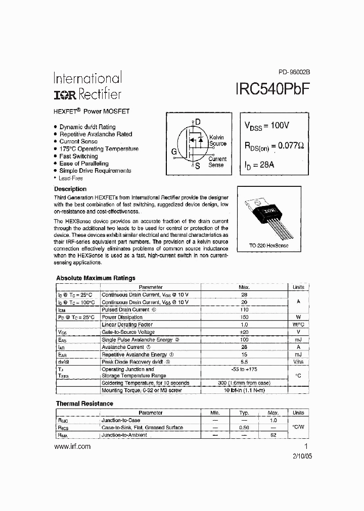 IRC540PBF_4111874.PDF Datasheet