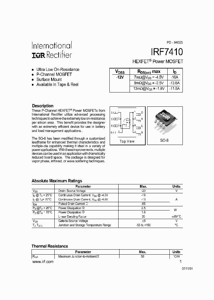 IRF7410_4158443.PDF Datasheet