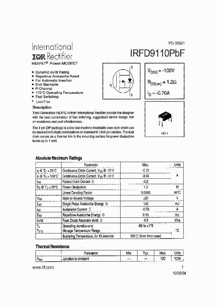 IRFD9110PBF_4102814.PDF Datasheet