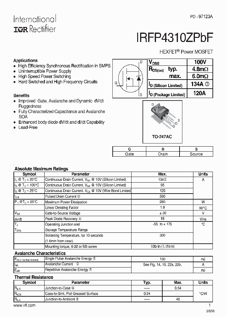 IRFP4310ZPBF_4147098.PDF Datasheet