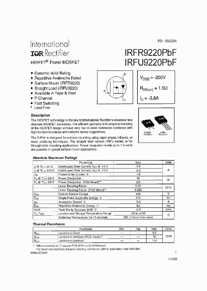 IRFR9220PBF_4113099.PDF Datasheet