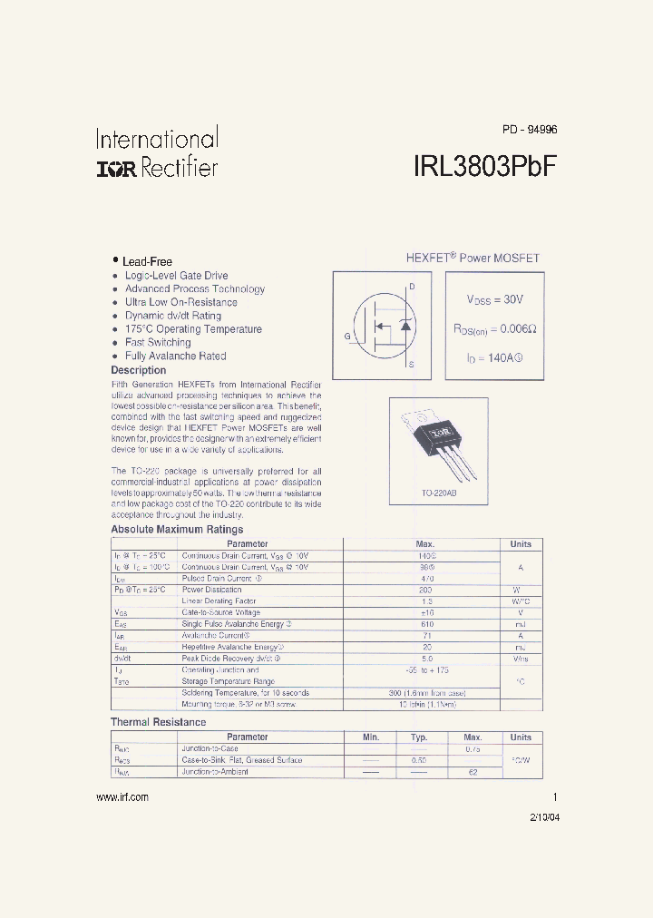 IRL3803PBF_4113109.PDF Datasheet