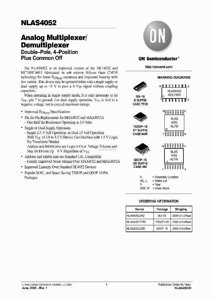 NLAS4052_4146316.PDF Datasheet