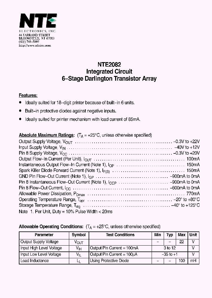 NTE2082_4138595.PDF Datasheet