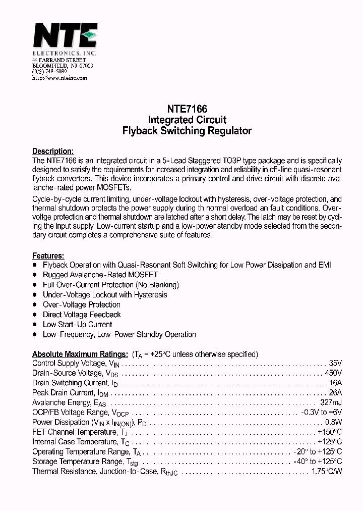 NTE7166_4126321.PDF Datasheet