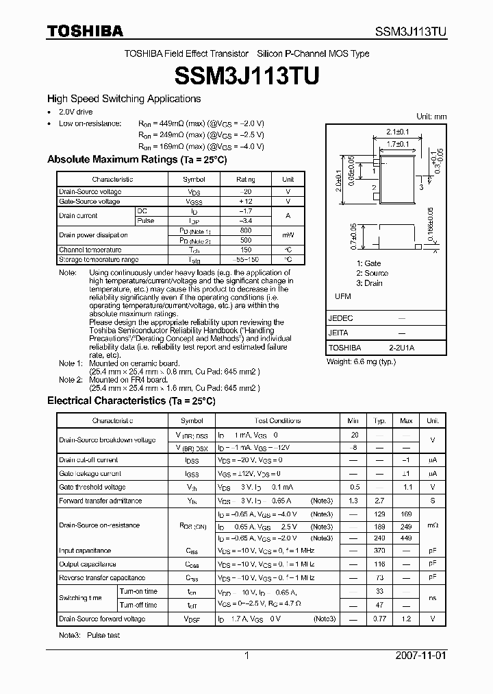 SSM3J113TU_4125472.PDF Datasheet