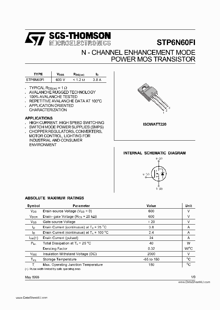 STP6N60FI_4106610.PDF Datasheet