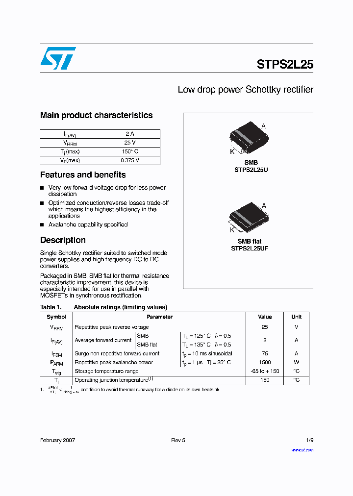 STPS2L25U_4136934.PDF Datasheet