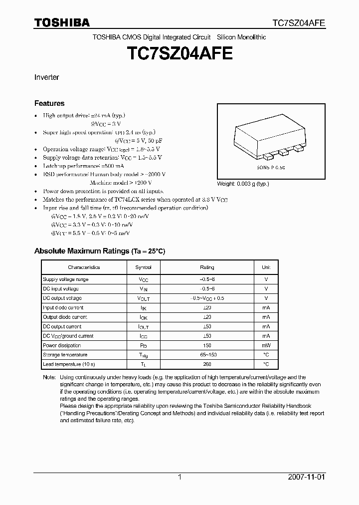 TC7SZ04AFE07_4125036.PDF Datasheet