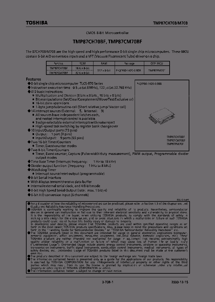 TMP87CH70BF_4108919.PDF Datasheet