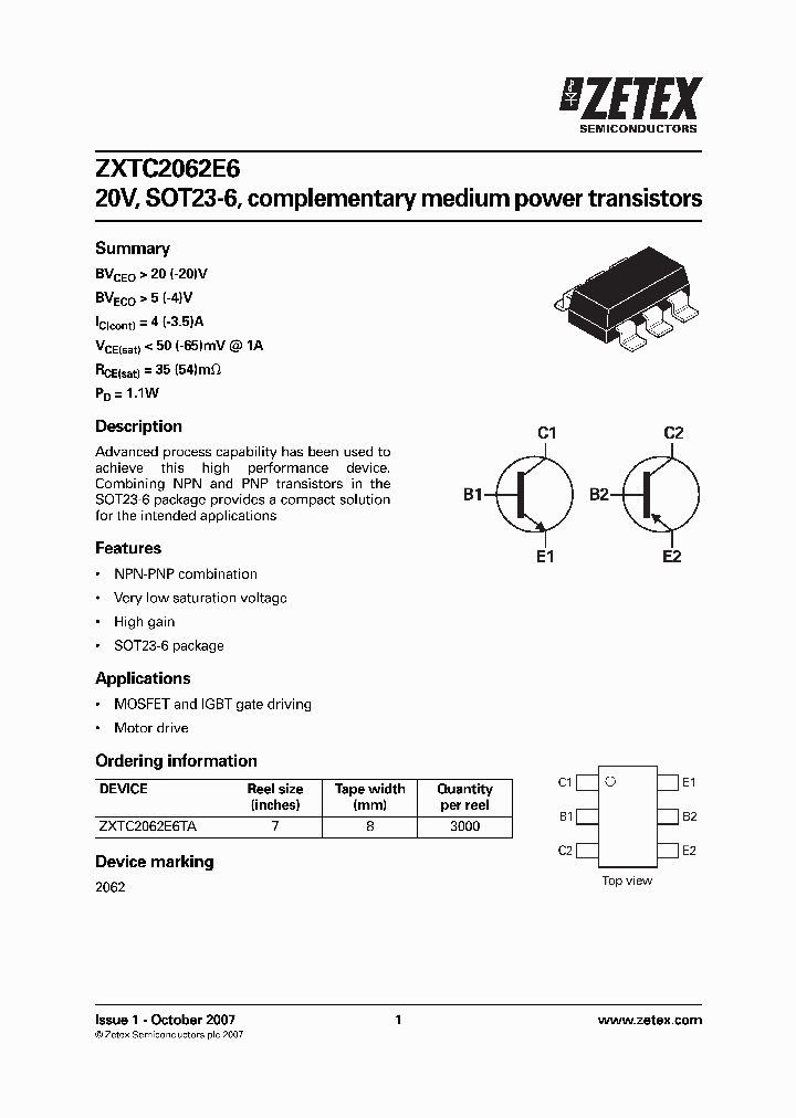 ZXTC2062E6TA_4130511.PDF Datasheet