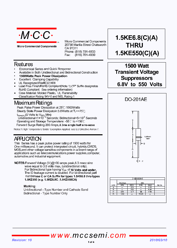 15KE10A-AP_4599922.PDF Datasheet