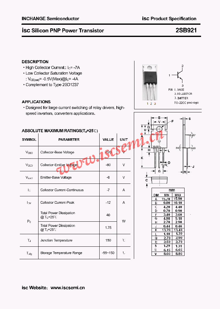 2SB921_4388462.PDF Datasheet