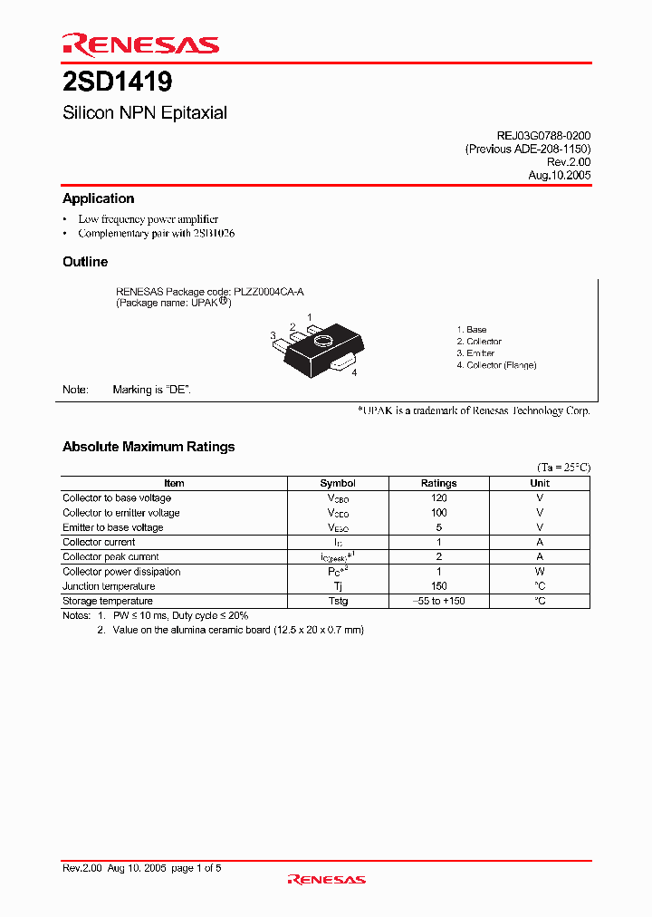 2SD1419DETL-E_4321860.PDF Datasheet