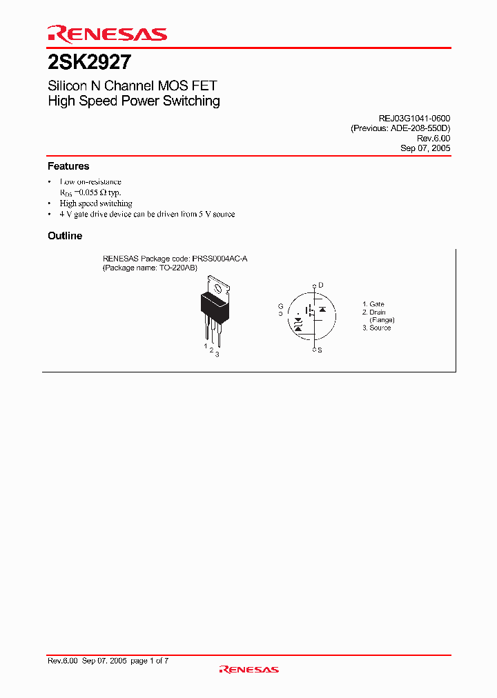 2SK2927_4311900.PDF Datasheet