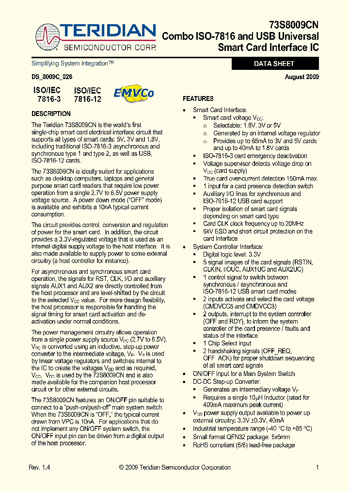 73S8009CN-32IMF_4877650.PDF Datasheet